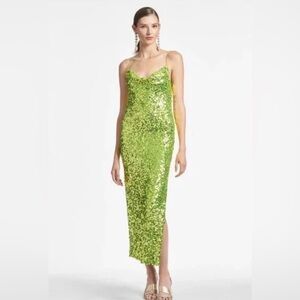 Sachin & Babi Sanza Sequined Dress in chartreuse size 2 NWT